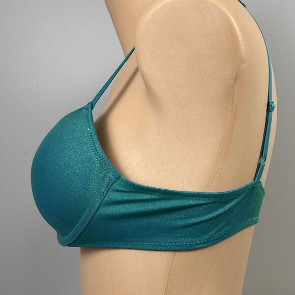 Vintage Lily of France Bra 36B Style 1729 1773 Iridescent Blue Green Front Close - Picture 5 of 11